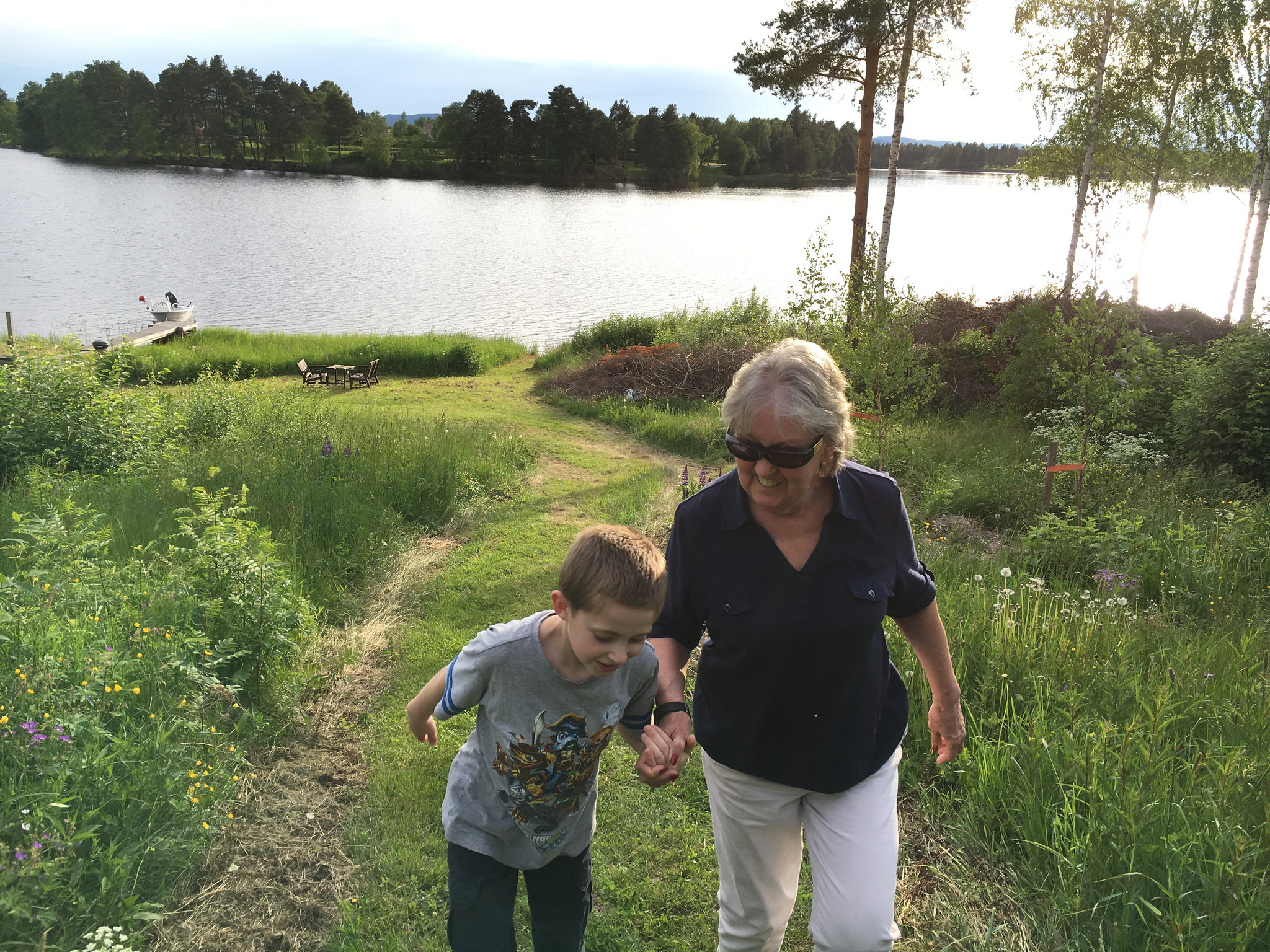 David takes grandma Peggy to lake in Mora